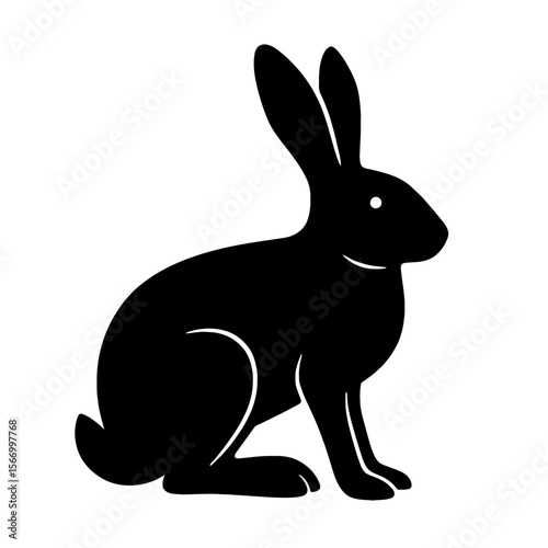 Design a black silhouette of a Arctic Hare white background clean vector shape