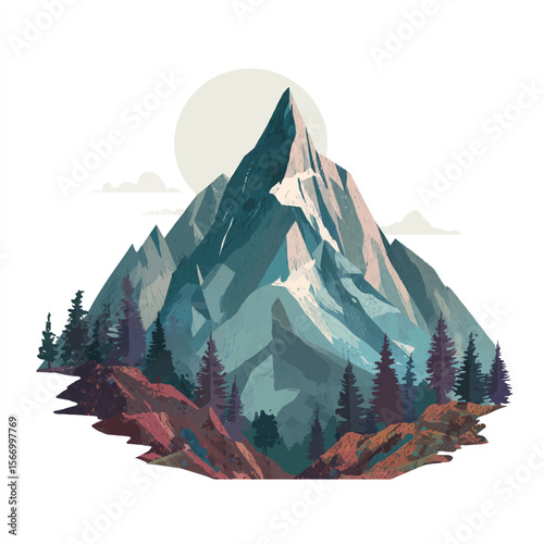 mountain graphic isolated in White Background, mountain graphic vector, Flat lay vector illustration