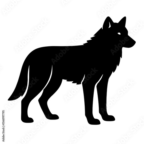 Design a black silhouette of a Arctic Wolf white background clean vector shape