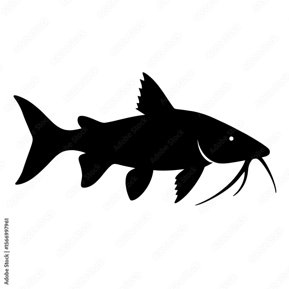 Obraz premium Design a black silhouette of a Armored Catfish white background clean vector shape