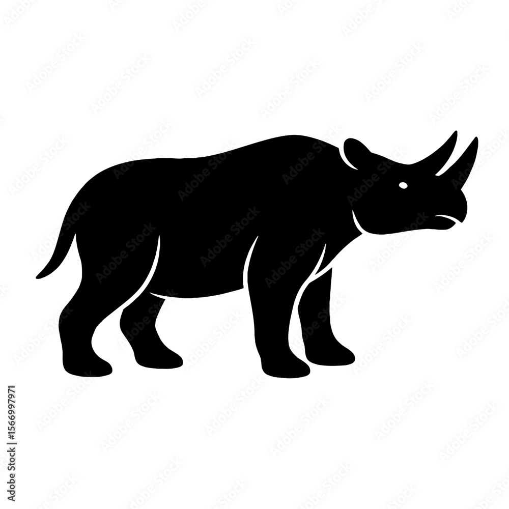 Fototapeta premium Design a black silhouette of a Arsinoitherium white background clean vector shape