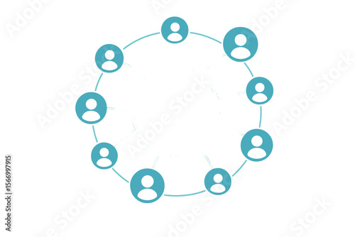 Social Network Connection Icon. Flat Vector Illustration of Digital Communication, Online Community, Teamwork, Networking, People Network, Internet Collaboration, Business Technology Concept