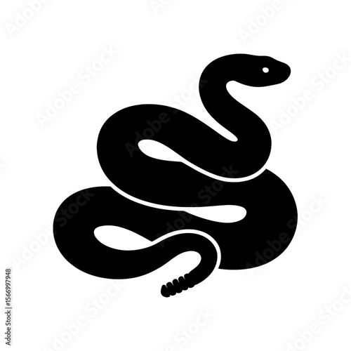 Design a black silhouette of a Arizona Black Rattlesnake white background clean vector shape