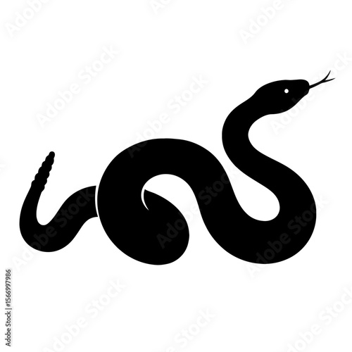 Design a black silhouette of a Aruba Rattlesnake white background clean vector shape
