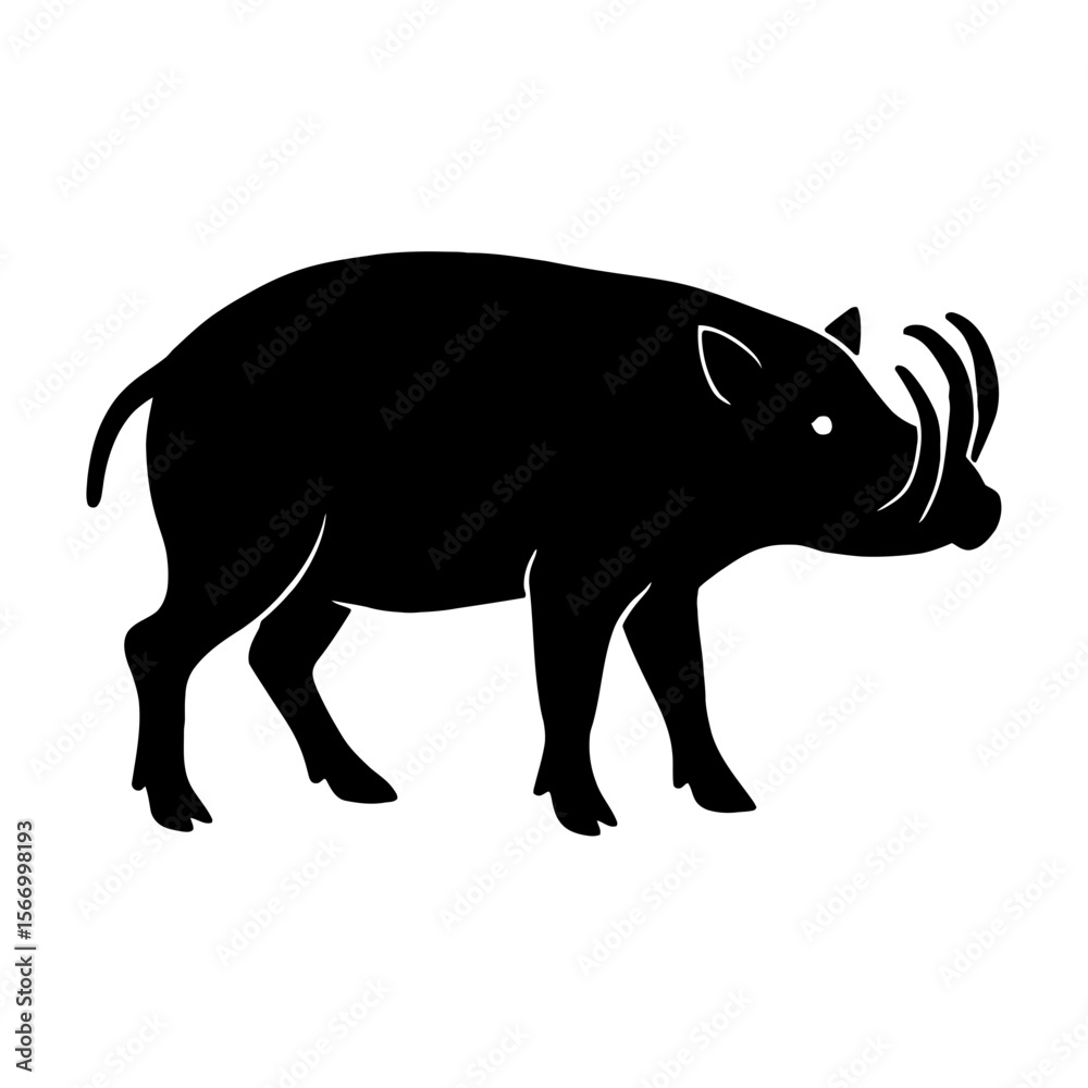 Fototapeta premium Design a black silhouette of a Babirusa white background clean vector shape