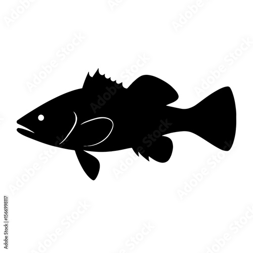 Design a black silhouette of a Australian Flathead Perch white background clean vector shape