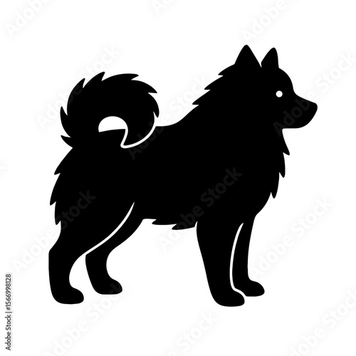 Design a black silhouette of a Aussiepom white background clean vector shape