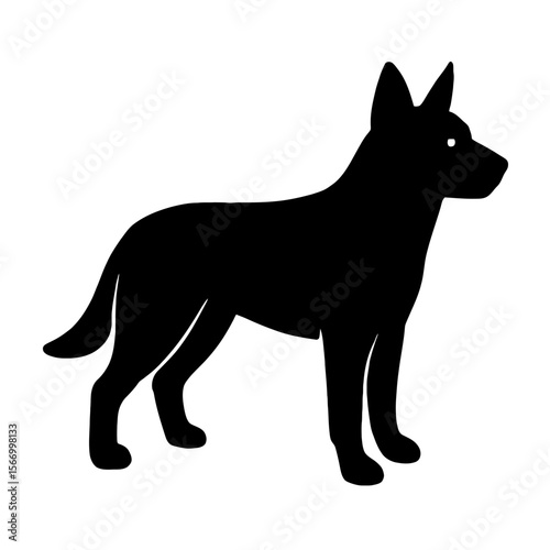 Design a black silhouette of a Australian Cattle Dog white background clean vector shape