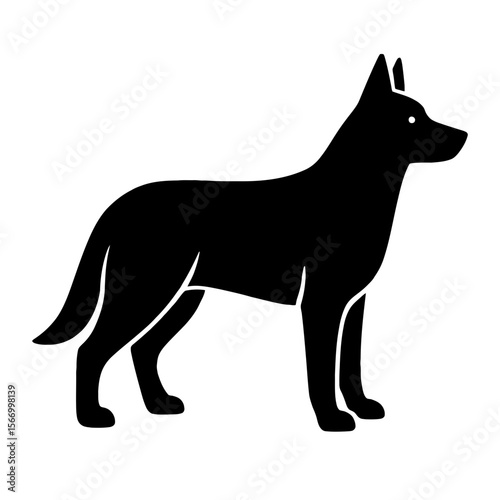 Design a black silhouette of a Australian Kelpie Dog white background clean vector shape