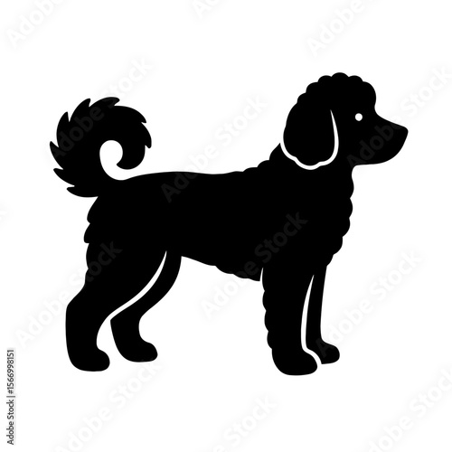 Design a black silhouette of a Australian Labradoodle white background clean vector shape