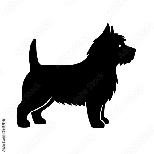 Design a black silhouette of a Australian Terrier white background clean vector shape