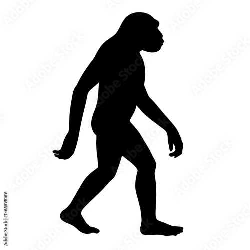Design a black silhouette of a Australopithecus white background clean vector shape