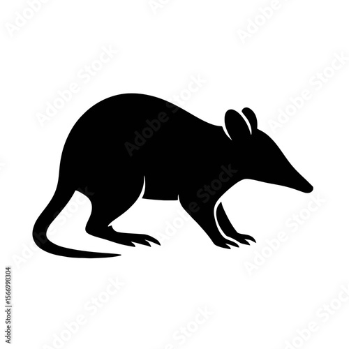 Design a black silhouette of a Bandicoot white background clean vector shape