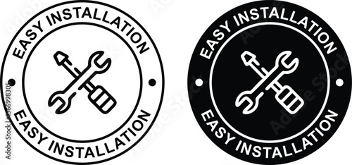 Easy Installation Label – Vector Badge Icon Sign