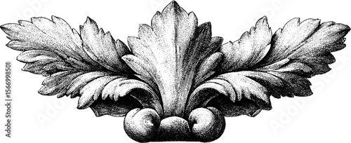 Angelic choir carving on cathedral wall with floral motif - vintage art design for decor