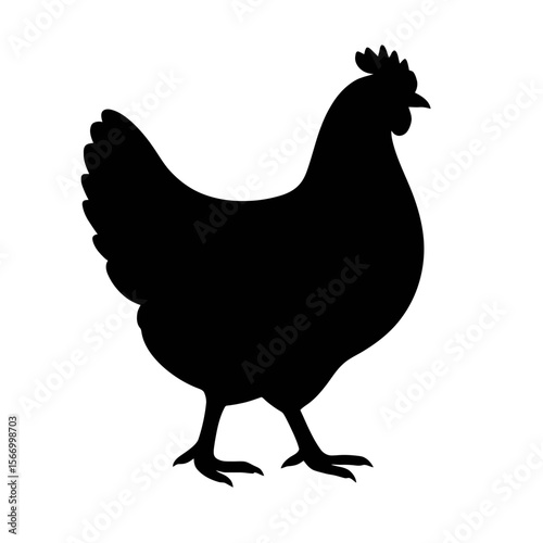 Design a black silhouette of a Barnevelder white background clean vector shape