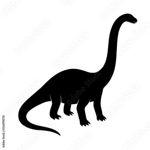 Design a black silhouette of a Barosaurus white background clean vector shape