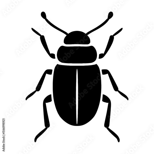 Design a black silhouette of a Beetle white background clean vector shape