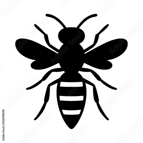 Design a black silhouette of a Beewolf wasp white background clean vector shape