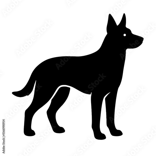 Design a black silhouette of a Belgian Malinois Mix white background clean vector shape