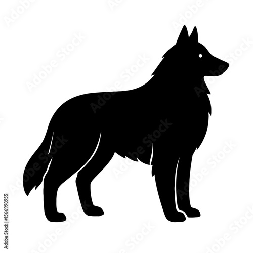 Design a black silhouette of a Belgian Sheepdog white background clean vector shape