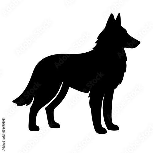 Design a black silhouette of a Belgian Tervuren white background clean vector shape