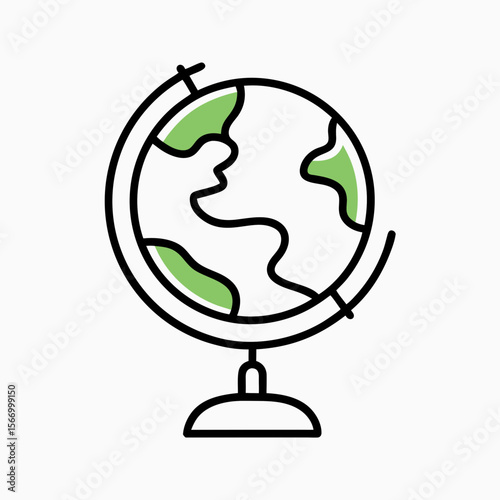 Globe Illustration Featuring Land Masses for Educational Resources, Geography Blogs, Travel Content, Environmental Awareness, and Digital Learning Platforms  