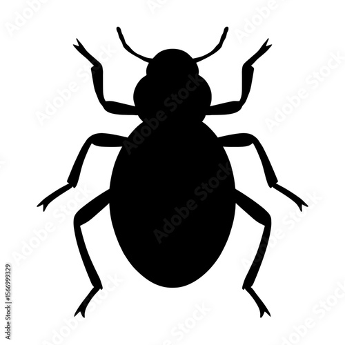 Design a black silhouette of a Blue Death Feigning Beetle white background clean vector shape
