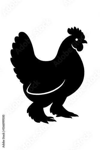 Design a black silhouette of a Booted Bantam white background clean vector shape