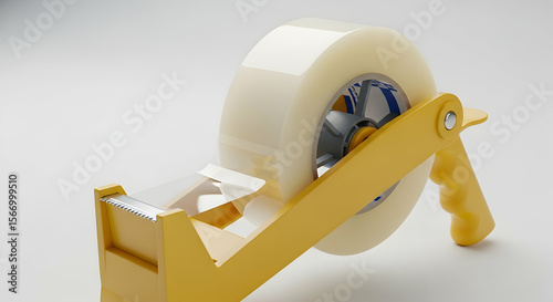 Yellow tape dispenser with clear tape roll