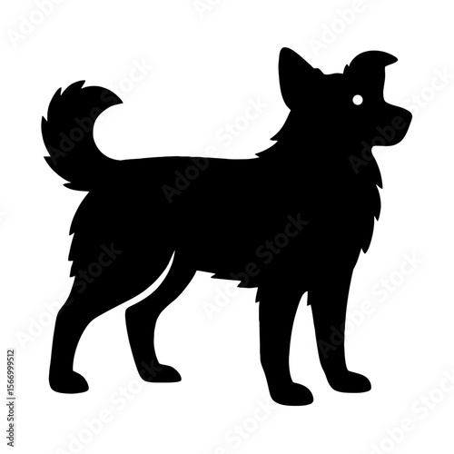 Design a black silhouette of a Border Collie Mix white background clean vector shape