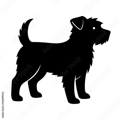 Design a black silhouette of a Borkie white background clean vector shape