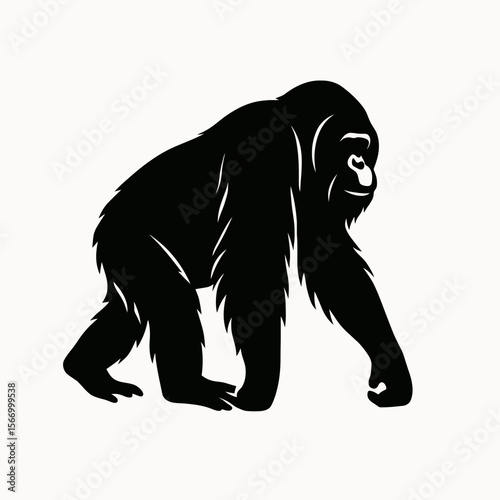 Design a black silhouette of a Bornean Orangutan white background clean vector shape