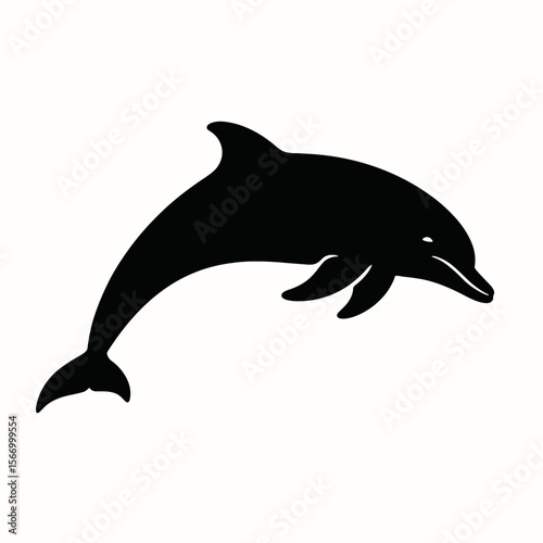 Design a black silhouette of a Bottlenose Dolphin white background clean vector shape