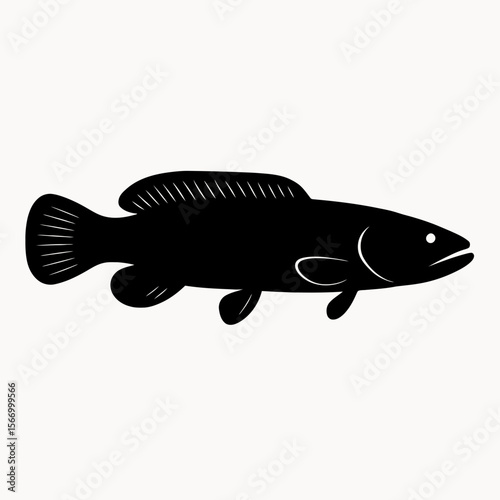 Design a black silhouette of a Bowfin white background clean vector shape