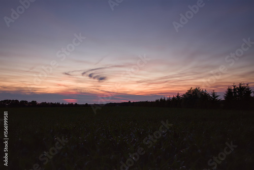 Nightfall with a cloudy sky