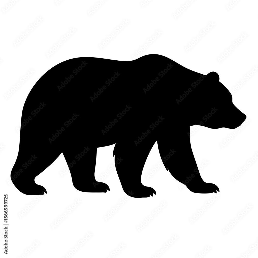 Fototapeta premium Design a black silhouette of a Brown Bear white background clean vector shape
