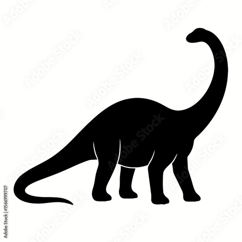 Design a black silhouette of a Brontosaurus white background clean vector shape