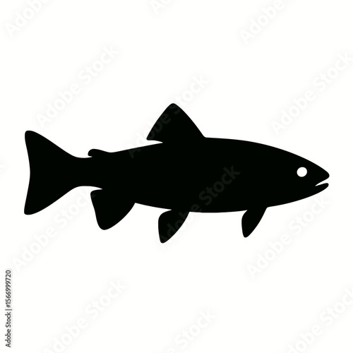Design a black silhouette of a Brook Trout white background clean vector shape