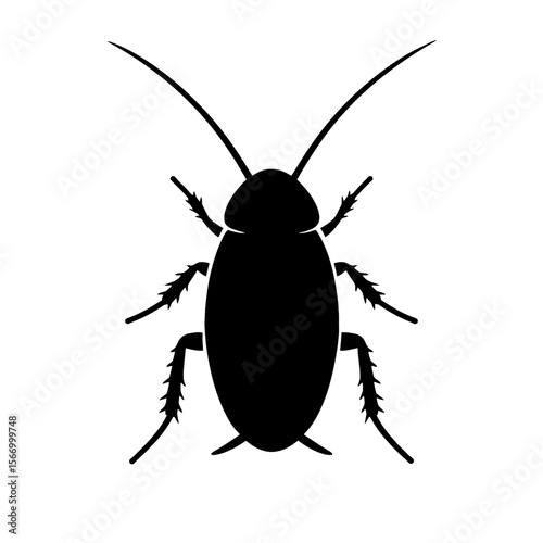 Design a black silhouette of a Brown-banded Cockroach white background clean vector shape