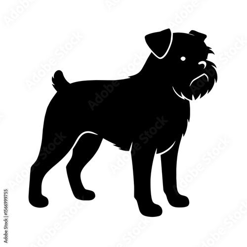 Design a black silhouette of a Brussels Griffon white background clean vector shape