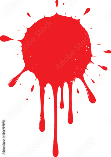 Blood splatter doodle sketch on white background graphic design element