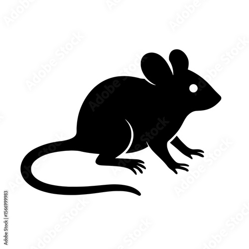 Design a black silhouette of a Cactus Mouse white background clean vector shape