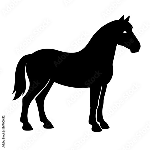 Design a black silhouette of a Canadian Horse white background clean vector shape