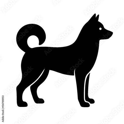 Design a black silhouette of a Canadian Eskimo Dog white background clean vector shape