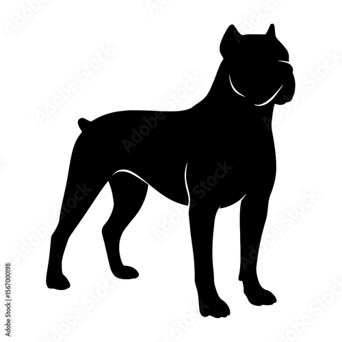 Design a black silhouette of a Cane Corso white background clean vector shape