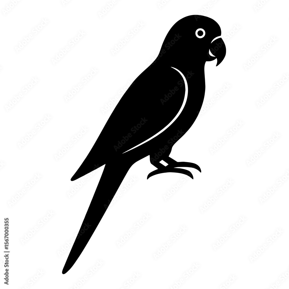 Fototapeta premium Design a black silhouette of a Carolina Parakeet white background clean vector shape