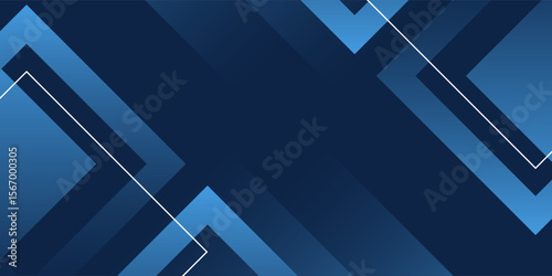 Abstract blue background with glowing geometric lines. Modern blue gradient square shape design. Futuristic technology concept. Suit for brochure, corporate, website, poster, banner, cover modern