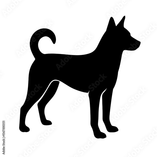 Design a black silhouette of a Carolina Dog white background clean vector shape