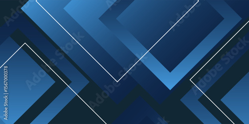 Abstract blue background with glowing geometric lines. Modern blue gradient square shape design. Futuristic technology concept. Suit for brochure, corporate, website, poster, banner, cover modern